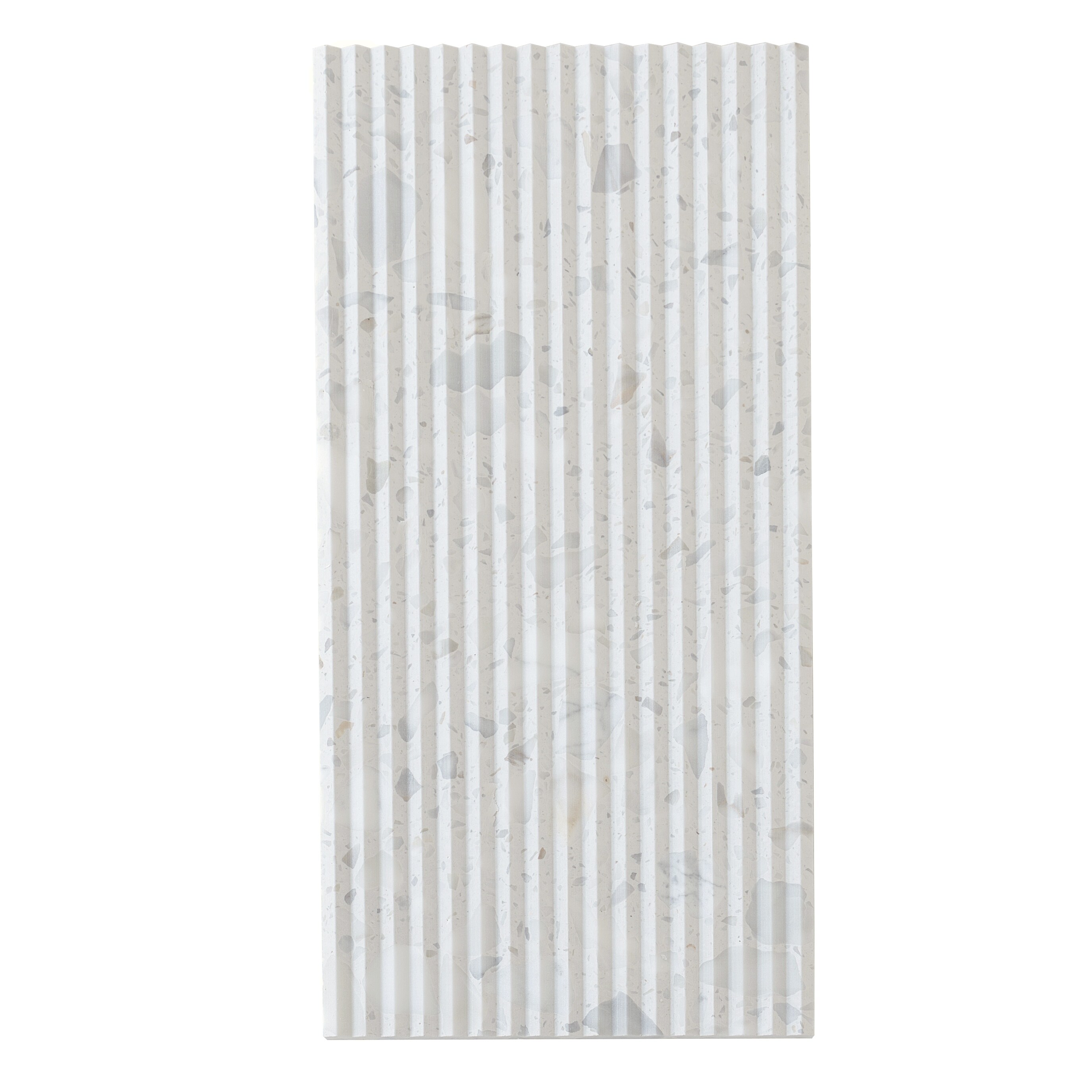Terraforma 12x24 in. White, Beige Textured Terrazzo Linear Large