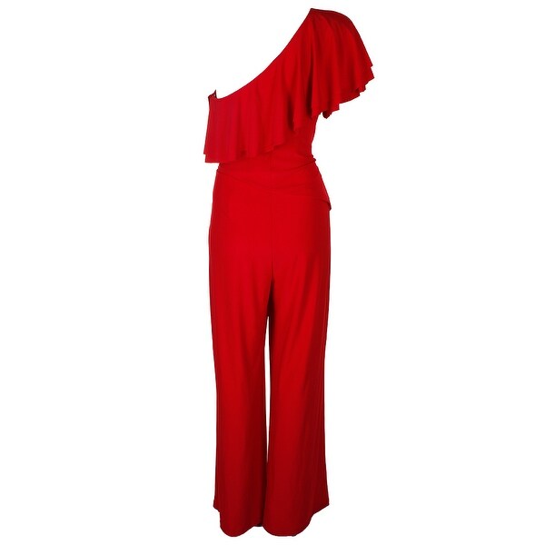 ralph lauren ruffle one shoulder jumpsuit