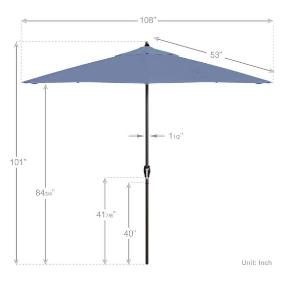 dimension image slide 14 of 29, North Bend 9-foot Round Auto-tilt, Bronze Finish, Sunbrella Patio Umbrella by Havenside Home