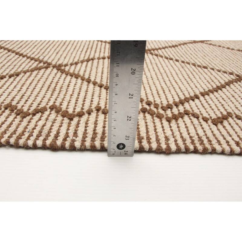 ECARPETGALLERY Braid weave Sienna Khaki Wool Rug - 5'0 x 7'9