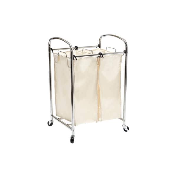 Shop Seville Classics Mobile 2 Bag Heavy Duty Laundry Hamper Sorter Cart Overstock 11915281 Silver