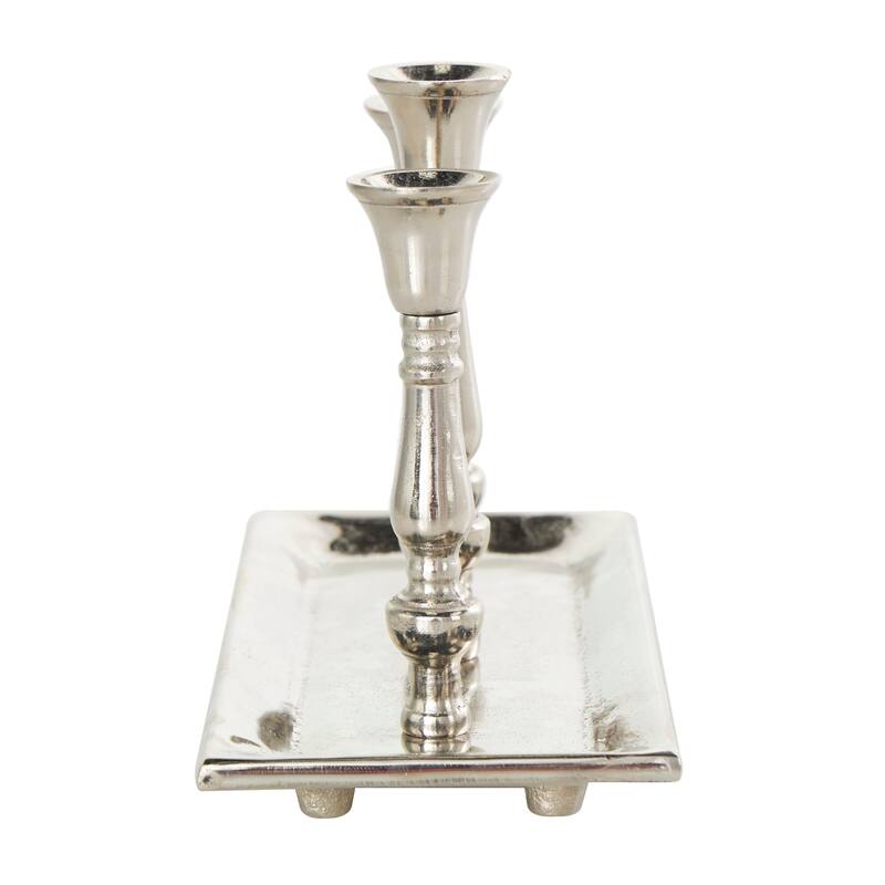 Silver Aluminum Candle Candelabra with Candle Plate