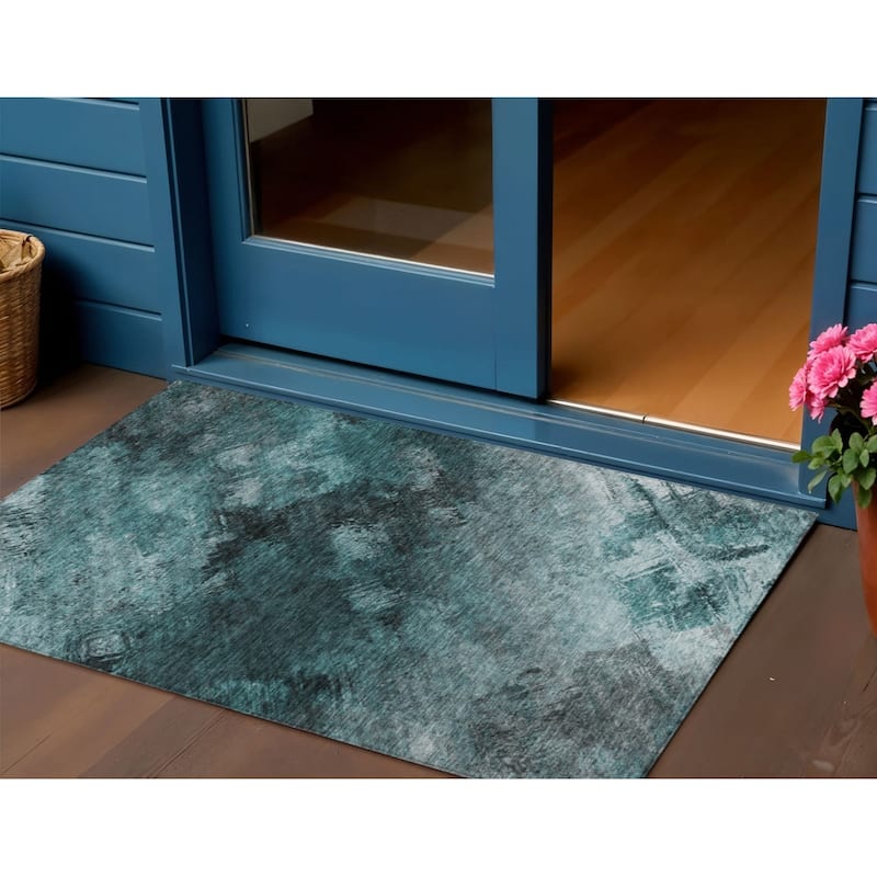 HomeRoots Abstract Transitional Rectangle Outdoor Rug - 3' x 5'
