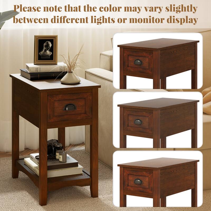 Gymax Contemporary Chair Side End Table Compact Table w/ Drawer