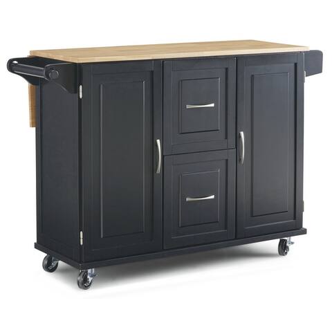 Homestyles Dolly Madison Black Wood Kitchen Cart - 45" x 17" x 36"