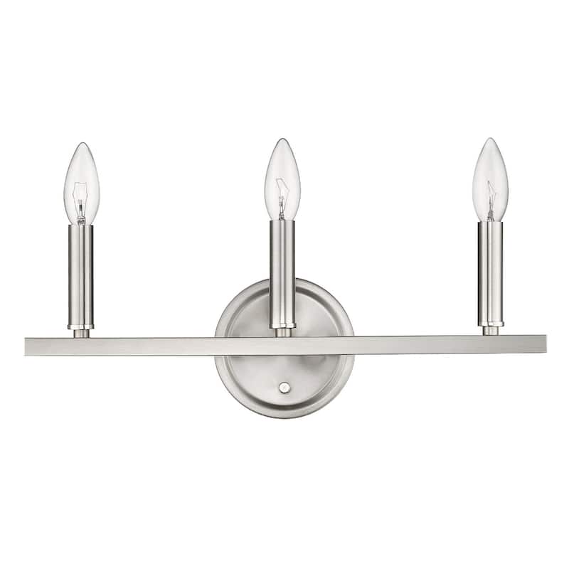 Modern 3-Light Silver Wall Sconce with E12 Base and Round Backplate for Bedroom or Hallway - 6.63" H x 18" W x 4" D