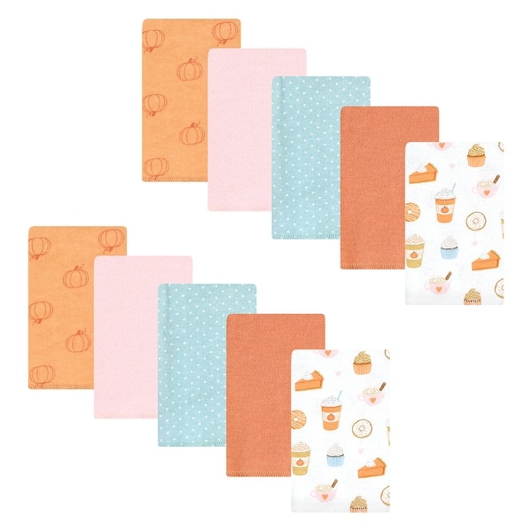 slide 1 of 1, Hudson Baby Infant Girl Cotton Flannel Burp Cloths, Pumpkin Spice, One Size - Pumpkin Spice - One Size One Size - Pumpkin Spice