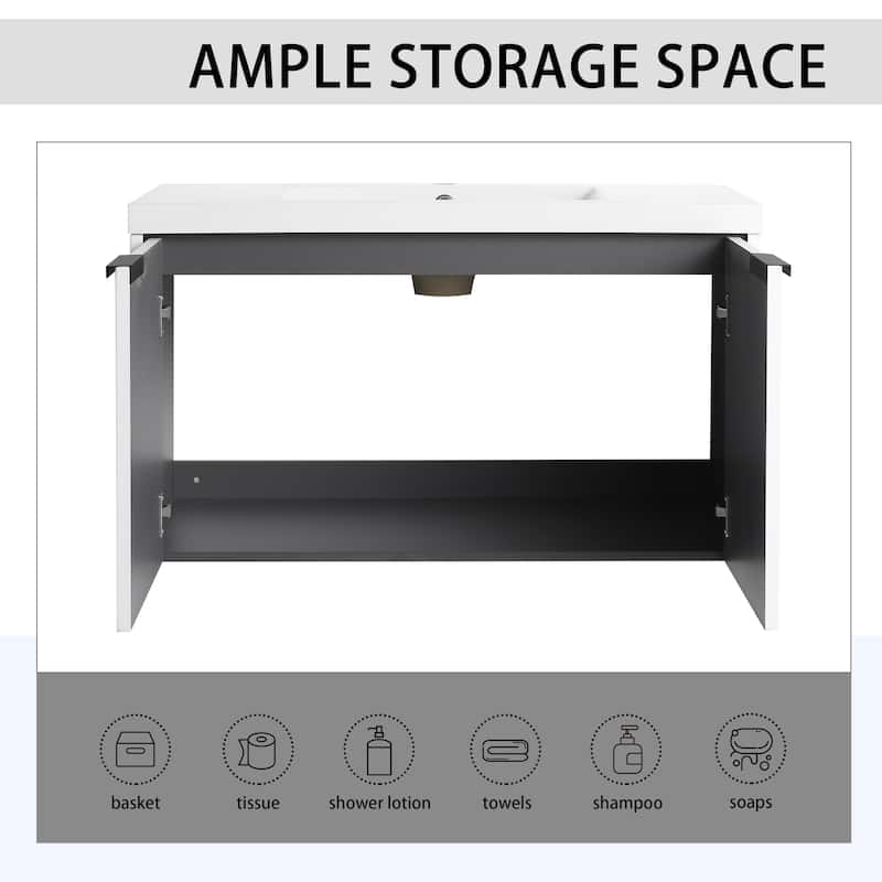 Wall Mounted Bathroom Vanity with Resin Sink