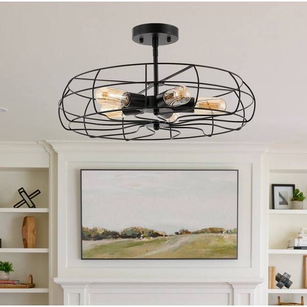 slide 2 of 7, Blade Caged Semi Flush Mount Ceiling Light black