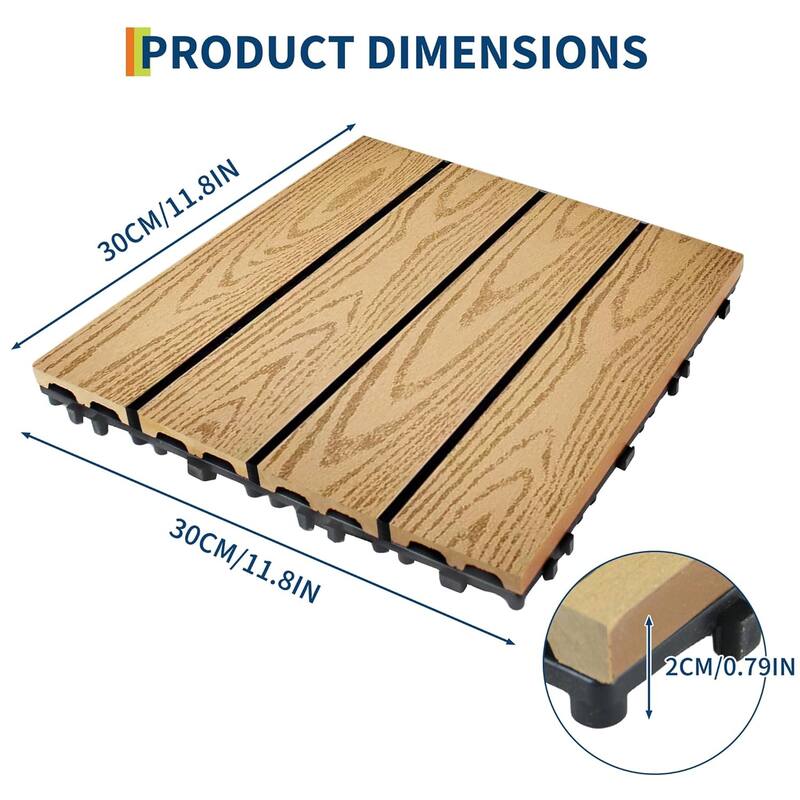 Interlinked-Style Composite Deck Tiles 12"x12"