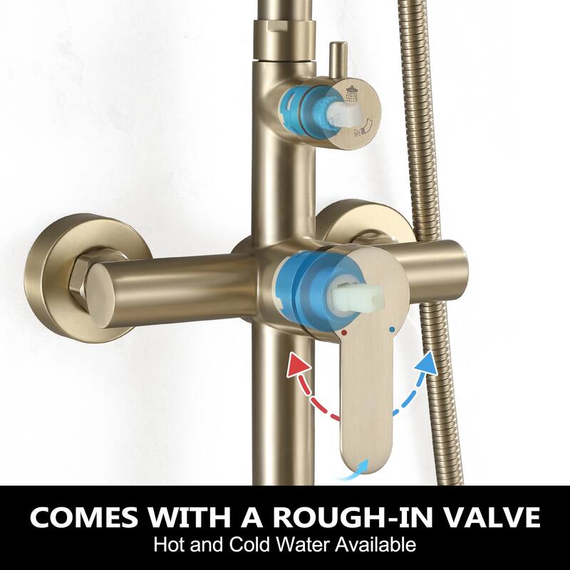 47"H 3-Function 304 Stainless Steel Wall-Mounted Outdoor Shower with Footwash