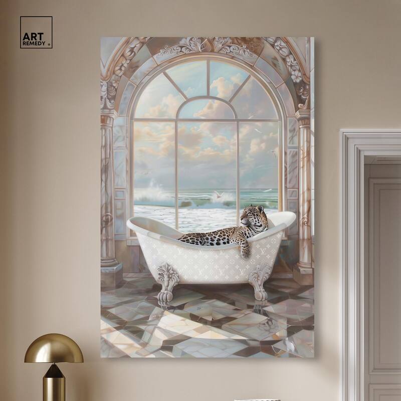 Jaguar Arch Bathroom Glam Canvas by Art Remedy, Gallery Wrapped