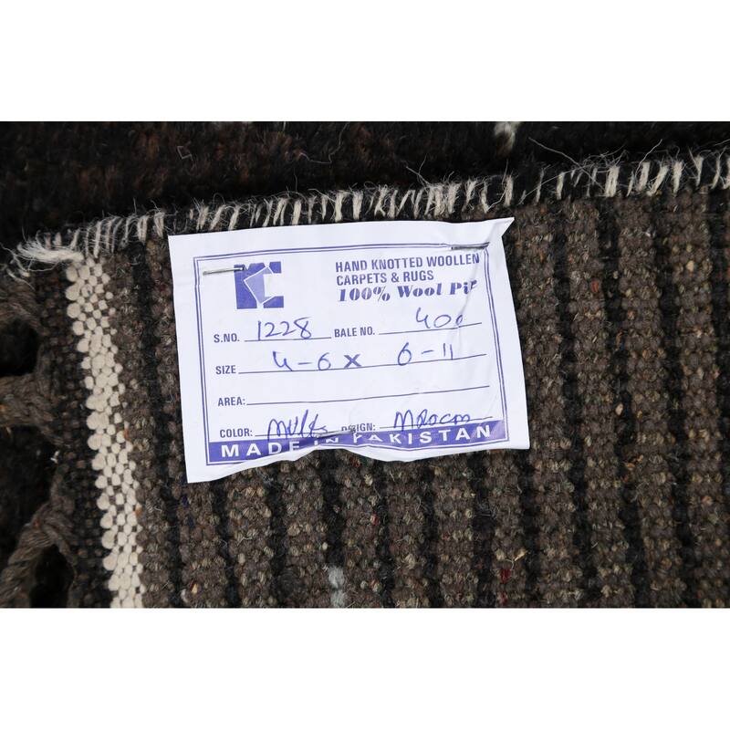 Vegetable Dye Modern Moroccan Berber Oriental Area Rug Wool Handmade - 4'6" x 6'11"