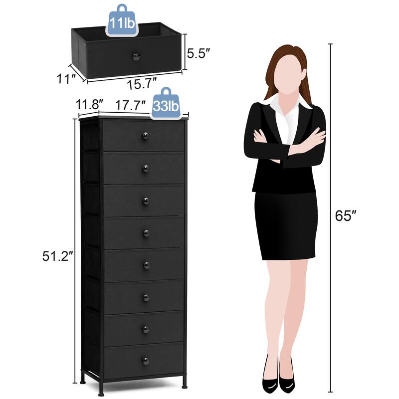 8 Drawers Chest Storage Tower Organizer Unit for Bedroom