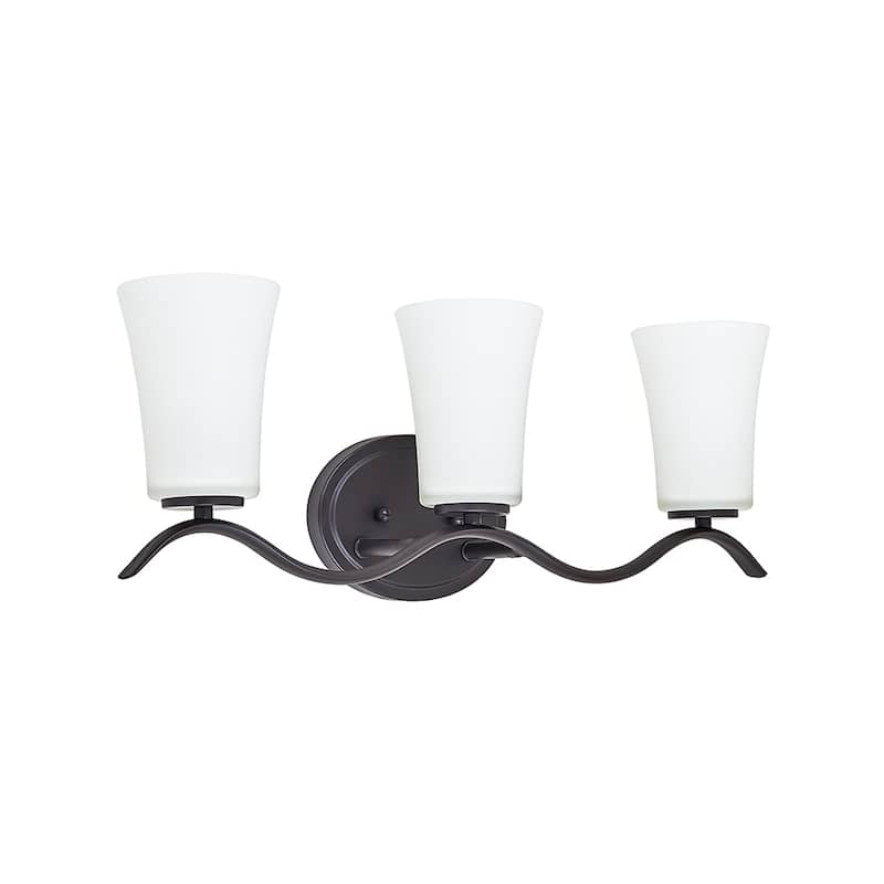 3 Light Bathroom Vanity Lighting with White Glass