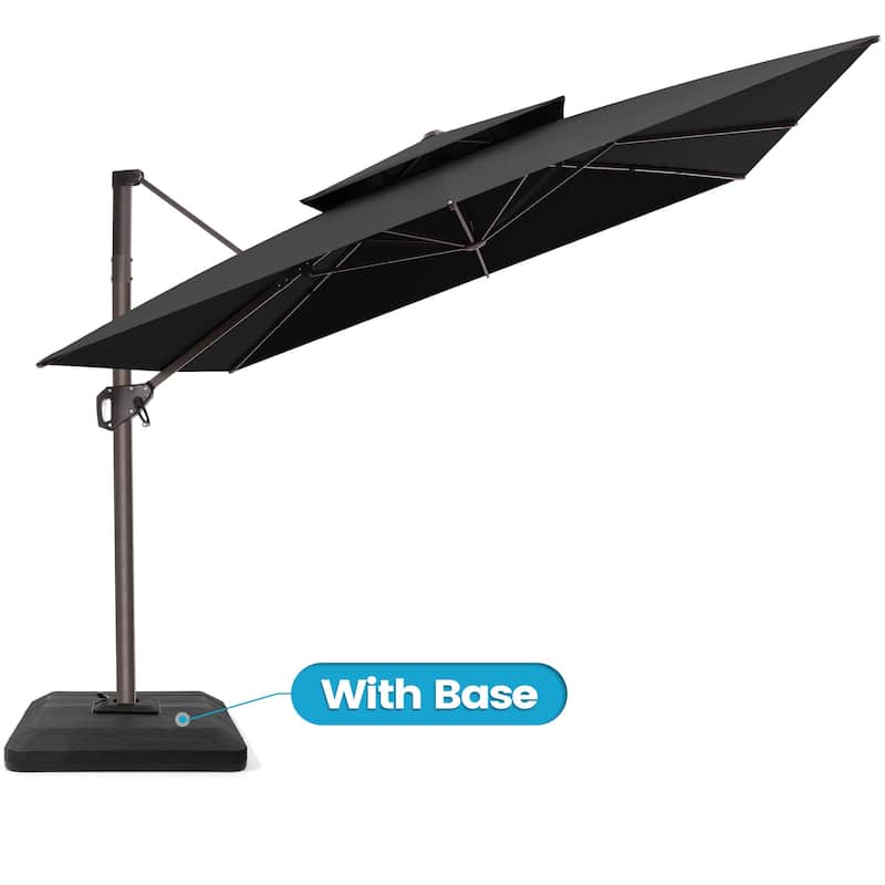 Outdoor Patio 10FT Square Cantilever Umbrella with 4-Piece Fillable Weighted Base