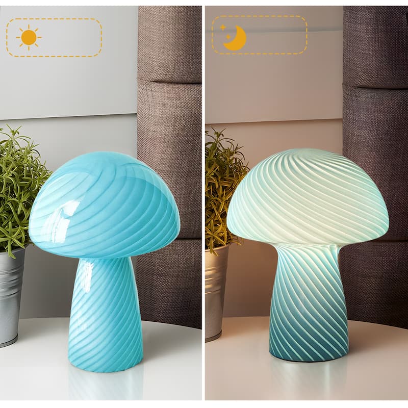 Modern Glass Mushroom Novelty Table Lamp with Stripes
