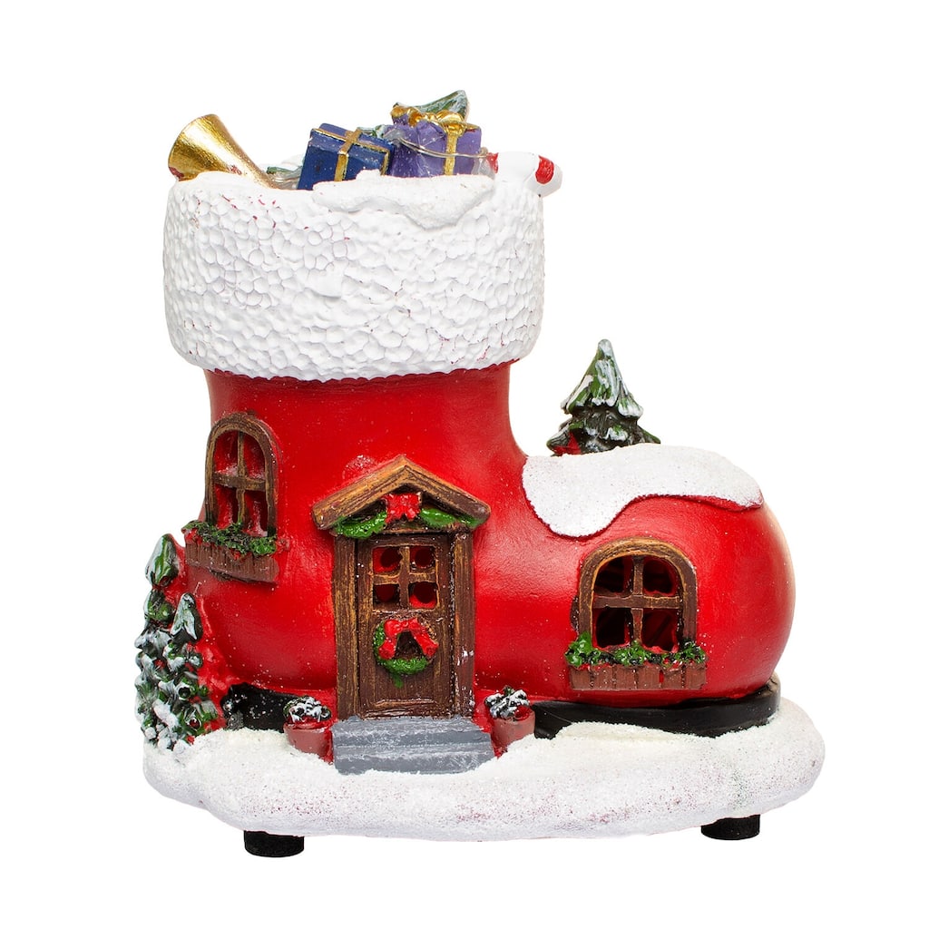 Red Gnome Boot LED Christmas Decor - 4.9 х 3.3 х 5.2"