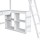 preview thumbnail 9 of 7, Wood Twin Size Loft Bed with Drawers and Storage Shelves, Children Bed Frame with U-Shaped Desk for Bedroom, White