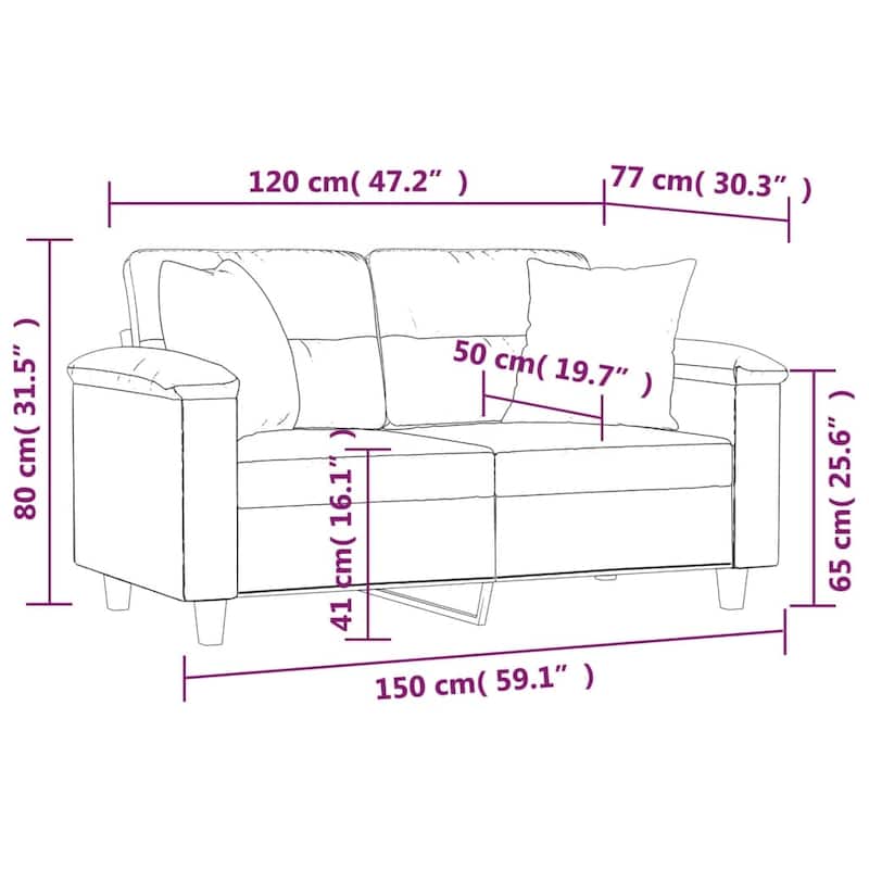vidaXL Sofa Sectional Modern Couch with Pillows and Cushions Microfiber Fabric