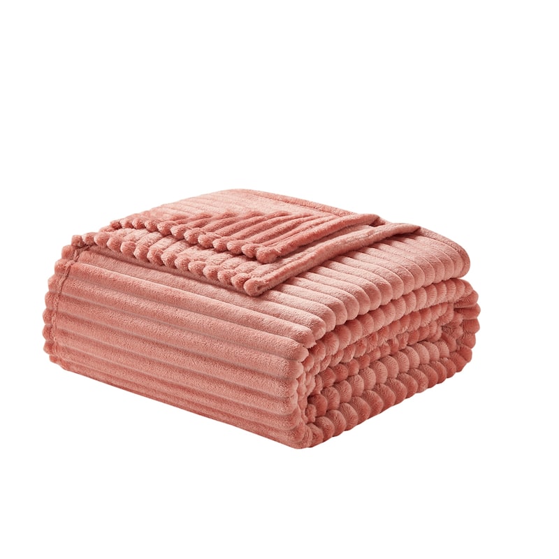 Nestl Cut Plush Fleece Throw Blanket - Lightweight Super Soft Fuzzy Luxury Bed Blanket for Bed - Throw/Travel (50"x60") - Misty Rose