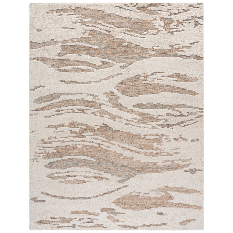 SAFAVIEH Handmade Casablanca Shag Dangira Wool High-Low Pile Rug - 8' x 10' - Ivory/Brown