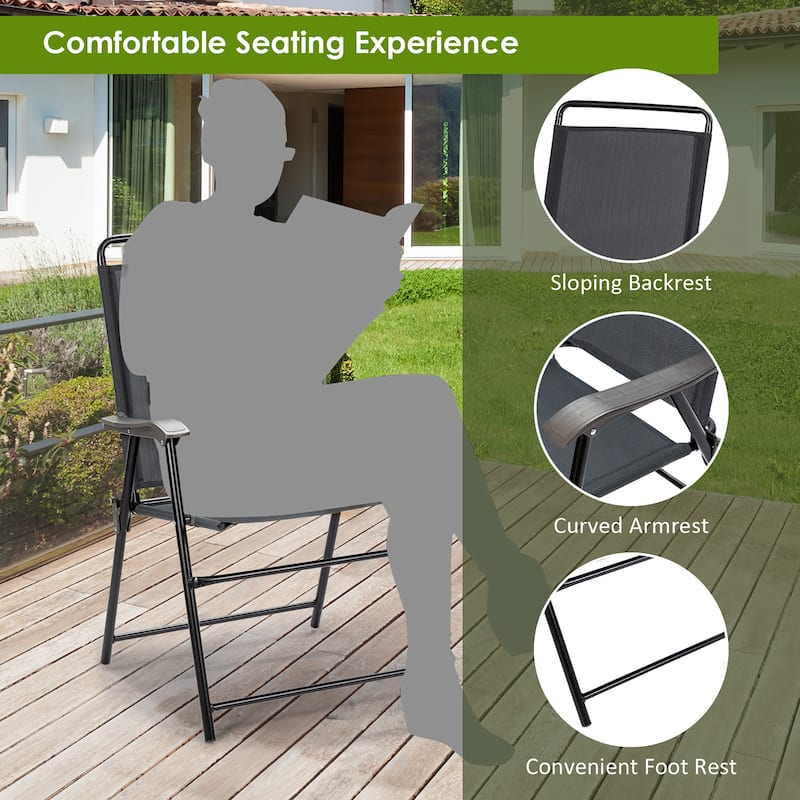 Costway 4PCS Outdoor Patio Folding Chair Armrest Portable Camping Lawn