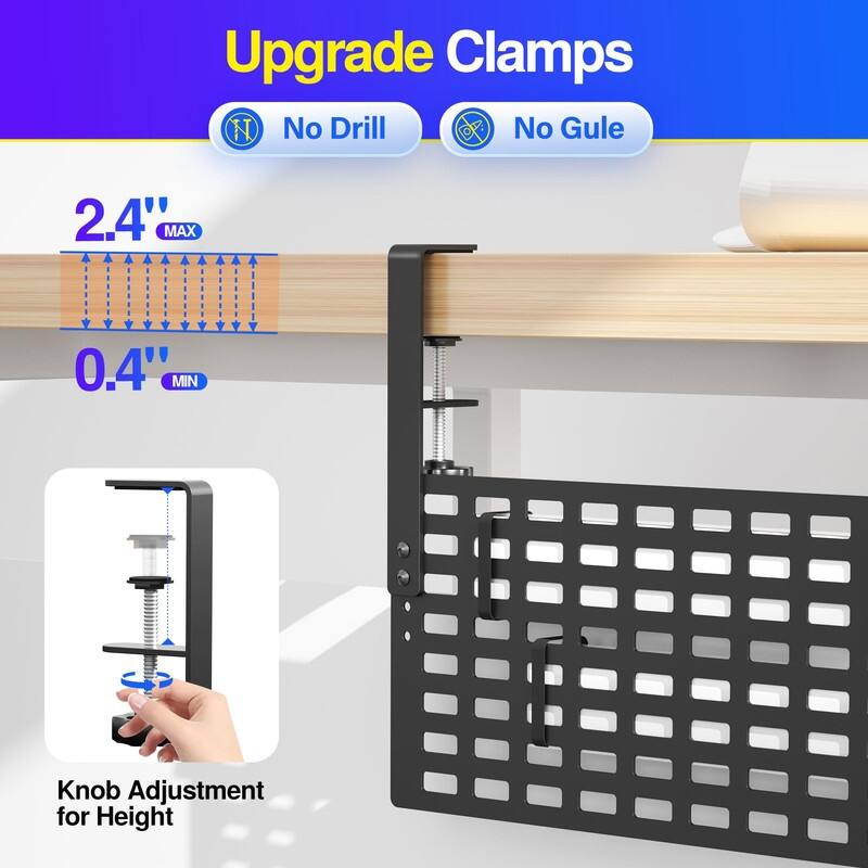 32" No Drill Cable Management Under Desk - 16" W x 6.7" H