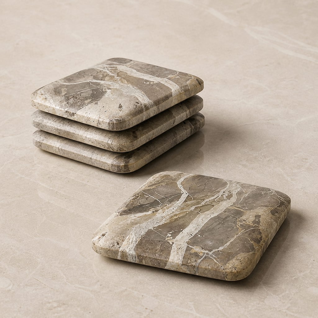 Marble Mosaics - Marble Coaster Set - Decorative Tabletop Accent