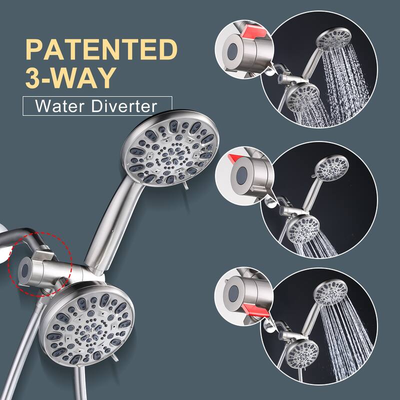 WOWOW 7-Spray 4.5 in. Dual Shower Head and Handheld Shower Head