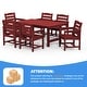 preview thumbnail 34 of 82, 7-Piece HDPE Outdoor Dining Table Sets with Umbrella Hole - 1-Table 6-Chairs