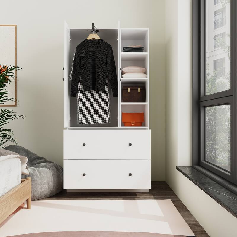 Scalable Hanging Rod Wardrobe Closet Armoire Mirror Space Saving