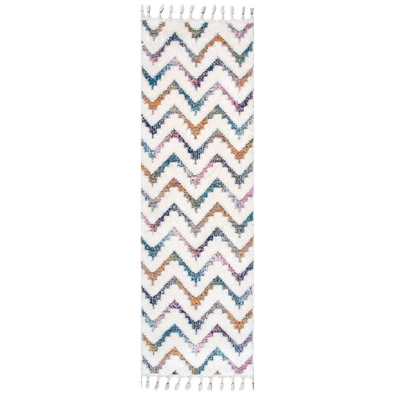 Nuloom Rumi High-Low Chevron Kids Tassel Area Rug