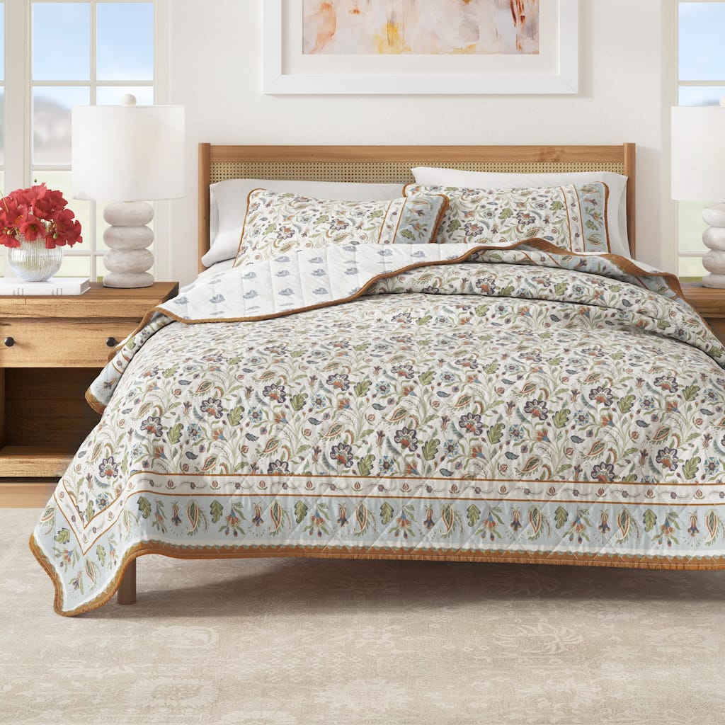Linery & Co. Boho Floral Cotton Quilt and Sham Set