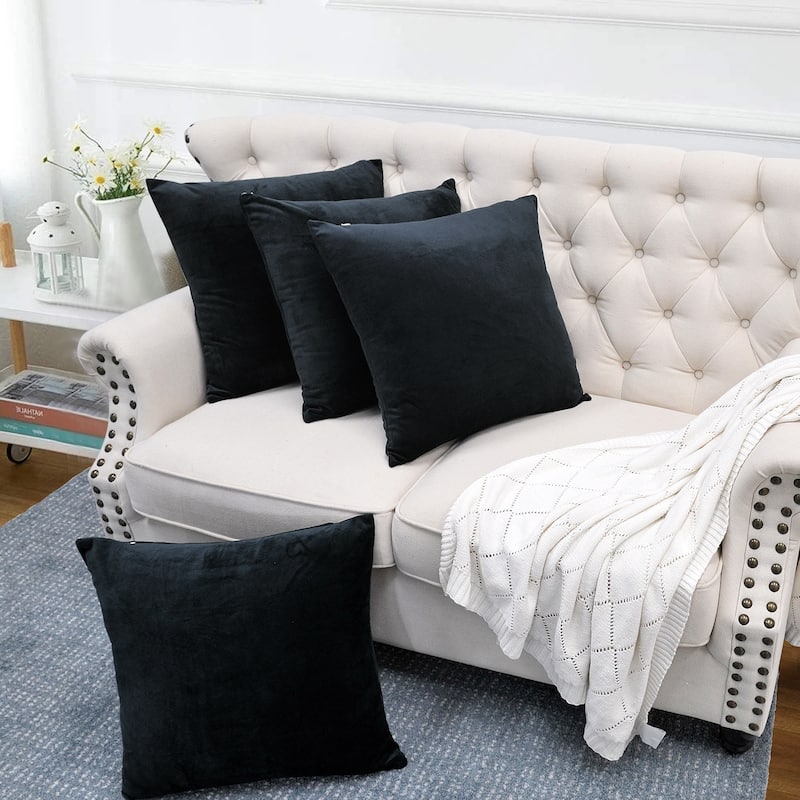 Supersoft 20-inch Throw Pillow Covers (Set of 4) - Black
