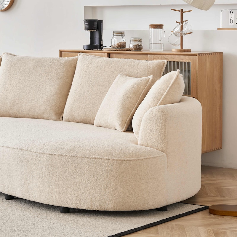 122.8" Modern Teddy Fabric Cloud Curved Sofa -- Left Facing