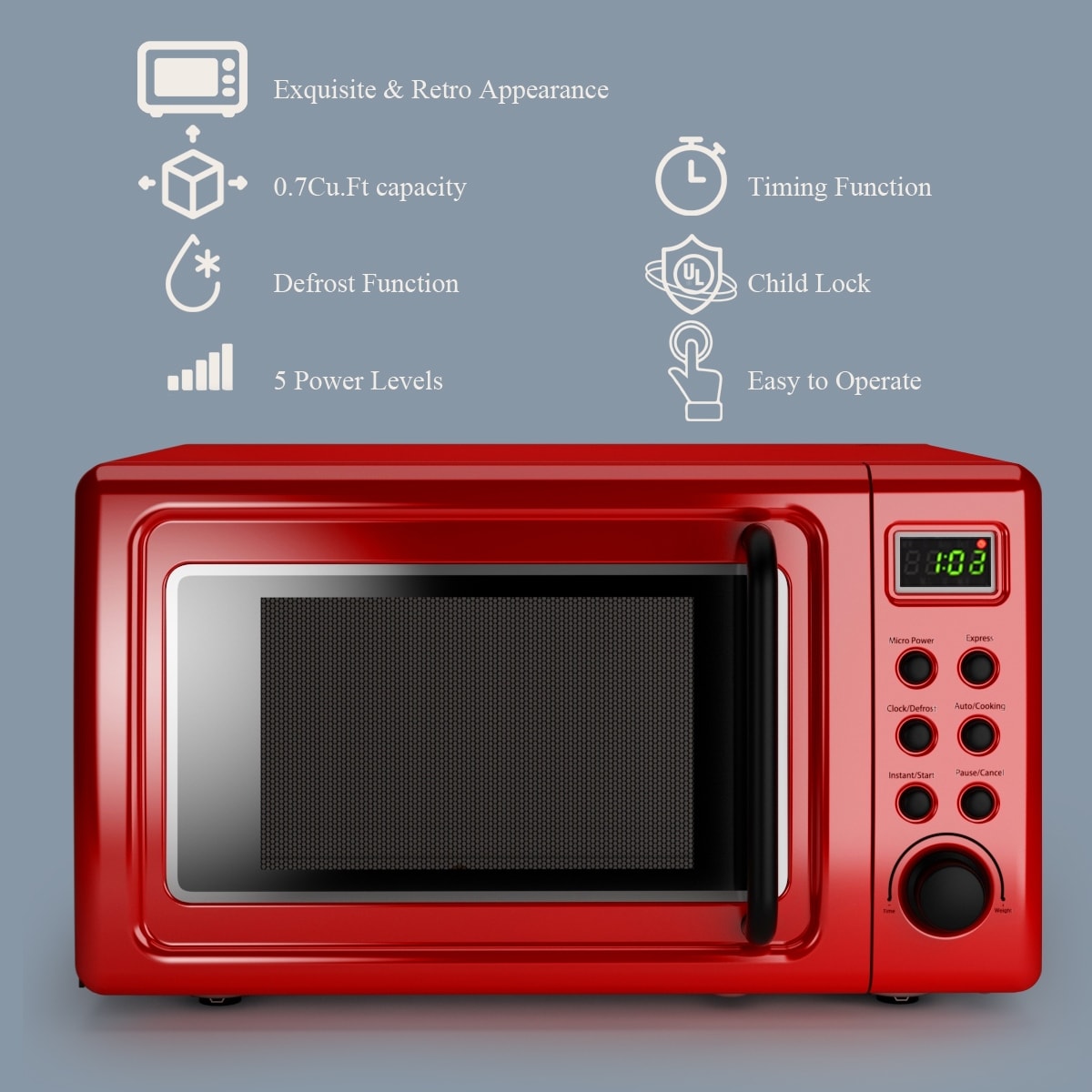 RED Details about   Countertop Microwave Stainless Steel Home Office LED Oven 900W 0.9 Cu Ft 