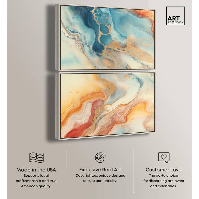 Marbled Sunrise I Canvas Set of 2 by Art Remedy