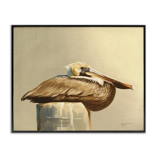 Stupell Pelican Resting on Dock Framed Giclee Art Design By D. Rust ...