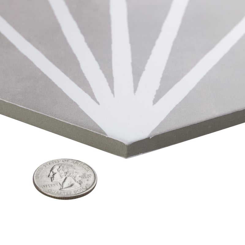 Merola Tile Horizon Dusk Hex Gris 7-3/4" x 9" Porcelain Floor and Wall Tile