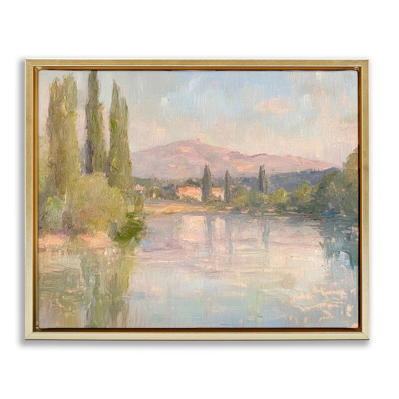 Stupell Place By The Lake Framed Floater Canvas Wall Art Design By Petal Prints Design - 31 x 25 - Gold