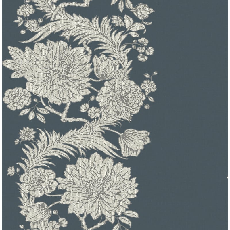 Chris Loves Julia x A-Street Prints Gisela Blue Floral Columns Wallpaper