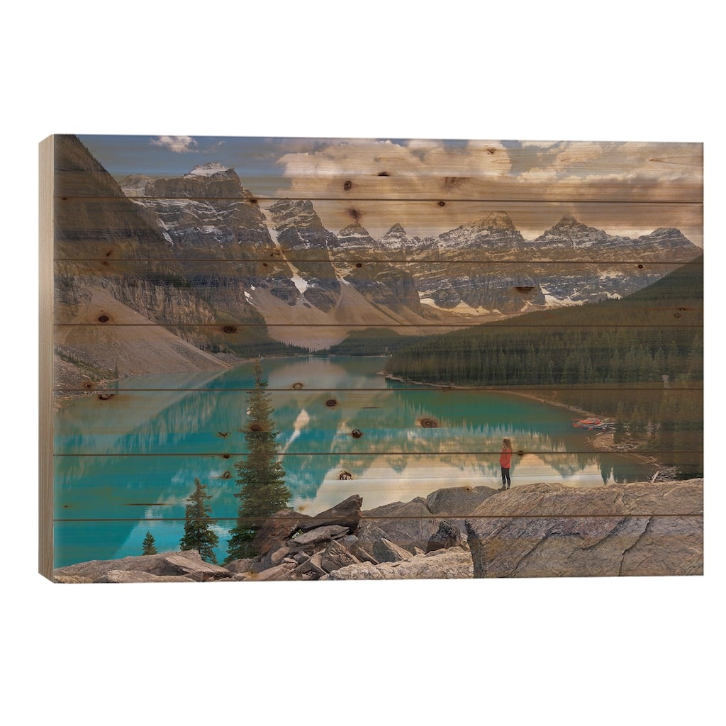 Moraine Lake Solitude Print On Wood by Adam Burton - Multi-Color