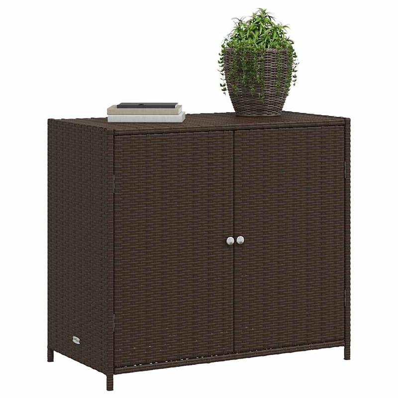 vidaXL Patio Storage Cabinet Box Outdoor Garden Tool Organizer Poly Rattan - 32.7" x 17.7" x 29.9"
