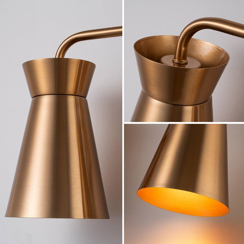 Industrial 3-Light Copper Wall Light with Metal Cone Shades - 21.7" W × 6.1" D × 9.06" H