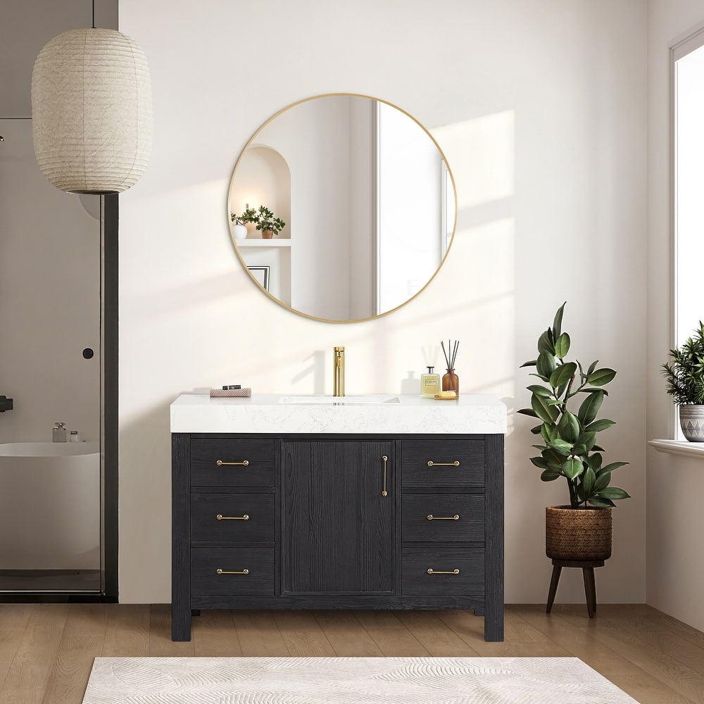 Leon 48 in. Single Bathroom Vanity with Composite Stone Top