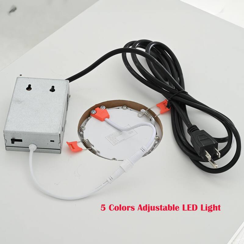 71" Freestanding Display Cabinet with 2 Drawers, Adjustable Glass Shelves and 5-Color LED Ceiling Light