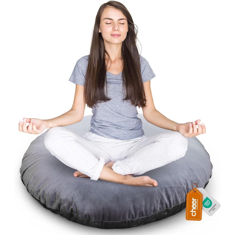 Cheer Collection Shredded Memory Foam Floor Pillow - Grey