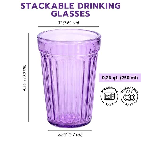 dimension image slide 4 of 6, STP Goods Pastel Collection Faceted Drinking Glasses Set of 4 - 8.3 fl oz