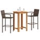 preview thumbnail 11 of 46, vidaXL 5 Piece Patio Bar Set Gray Solid Wood Acacia and Poly Rattan - 23.6" x 23.6" x 41.3" Brown 3pcs